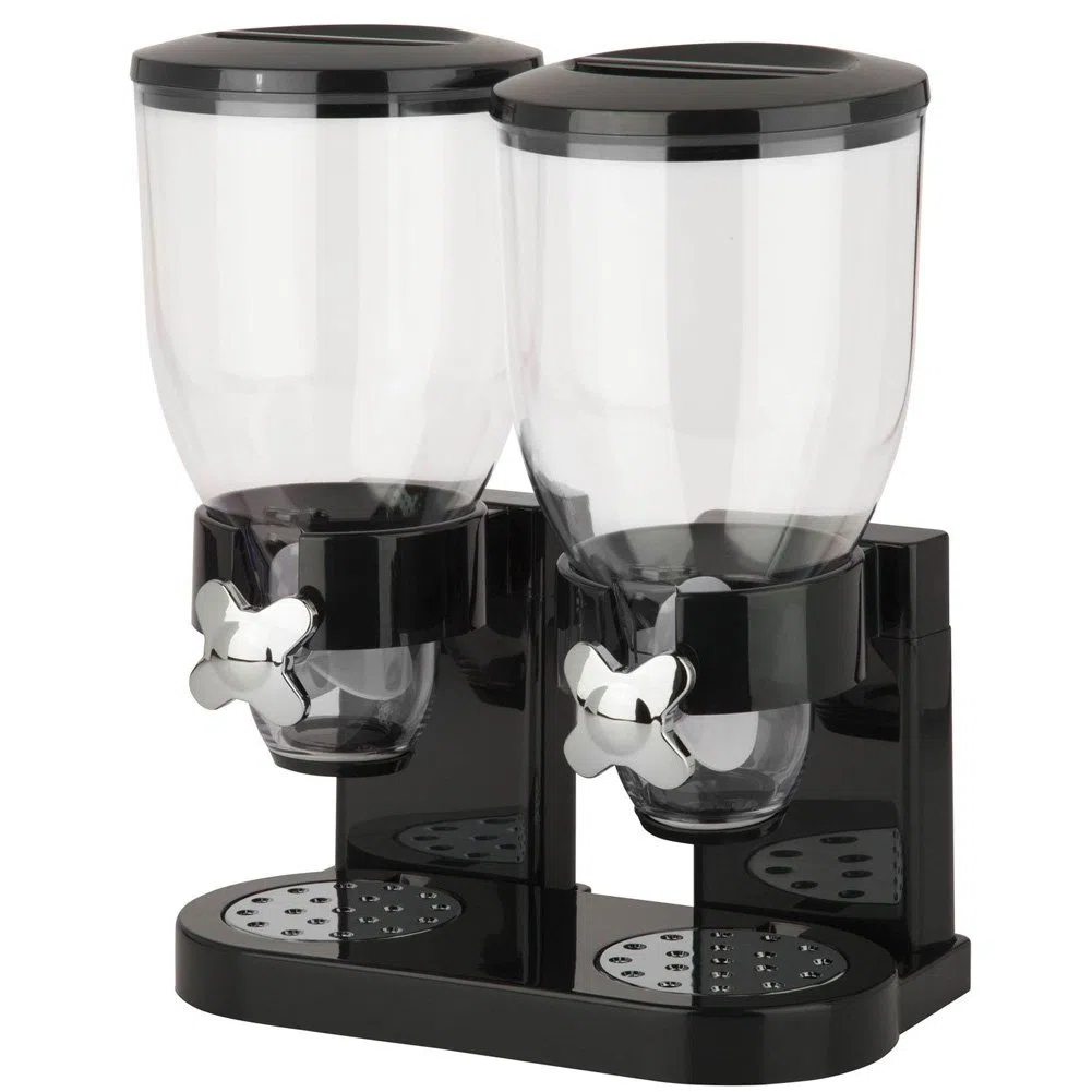 BAKAJI Dispensador de Almacenamiento dosificador dispensador de Cereales Pasta Dulces Frutas secas con Rueda Doble contenedor de 8 litros y dosificador Interno (Negro)
