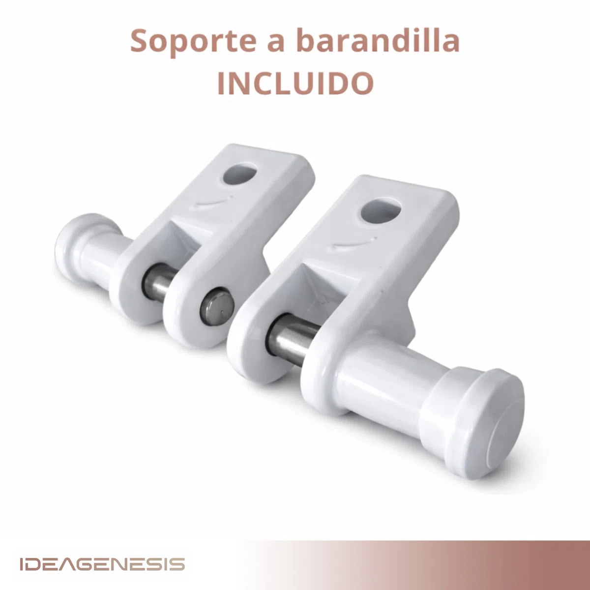 Kit de Brazos para Toldo de Balcón de 50 centimetros Blanco con Sujeción a Barandilla Muelle Retráctil Pletinas Tornillos Sistema Universal (Blanco, 50 cm)