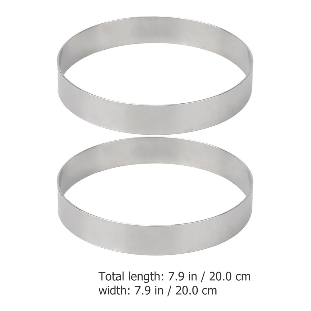 POPETPOP Anillos De Acero Inoxidable Para Hornear Moldes Redondos De Pizza Y Pasteles Resistentes a Altas Temperaturas Herramienta De Cocina Para Tartas Muffins 7.87X7.87X0.78In