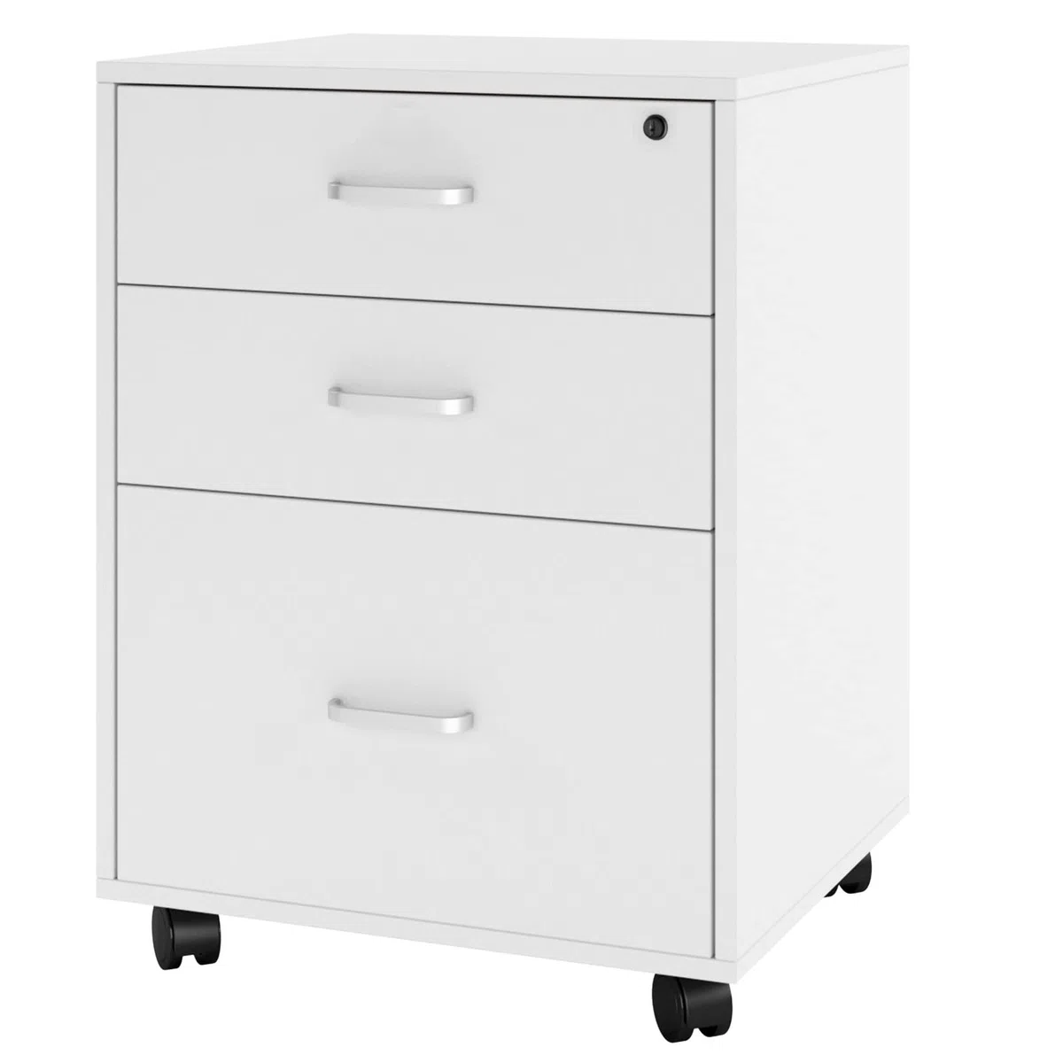 SDHYL Cajonera de Oficina Armario Archivador de Oficina 3 Cajones con Ruedas Cajón Superior con Cerradura Archivador Móvil Gran Espacio de Almacenamiento para Oficinas Hogares Blanco