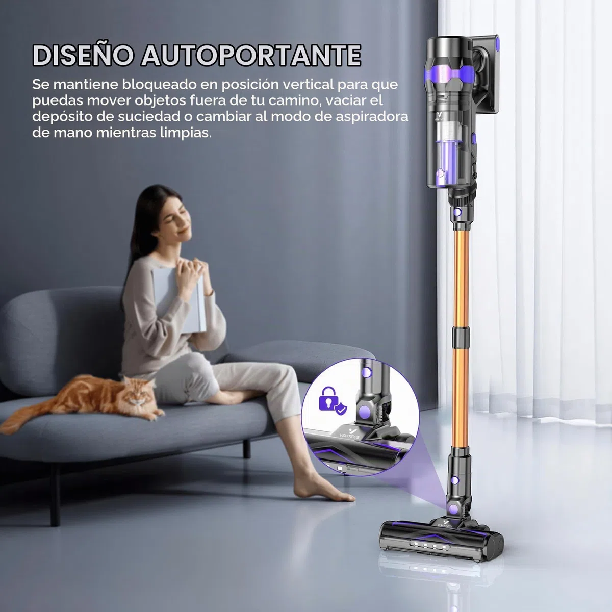 Aspiradora sin Cable 500W/60Mins, 1.3L Aspirador de Mano con Cepillo Antienredos, Carga de Pared, Pantalla Táctil, 6 en 1 Escoba Aspiradora para Suelos Alfombras Pelo de Animales