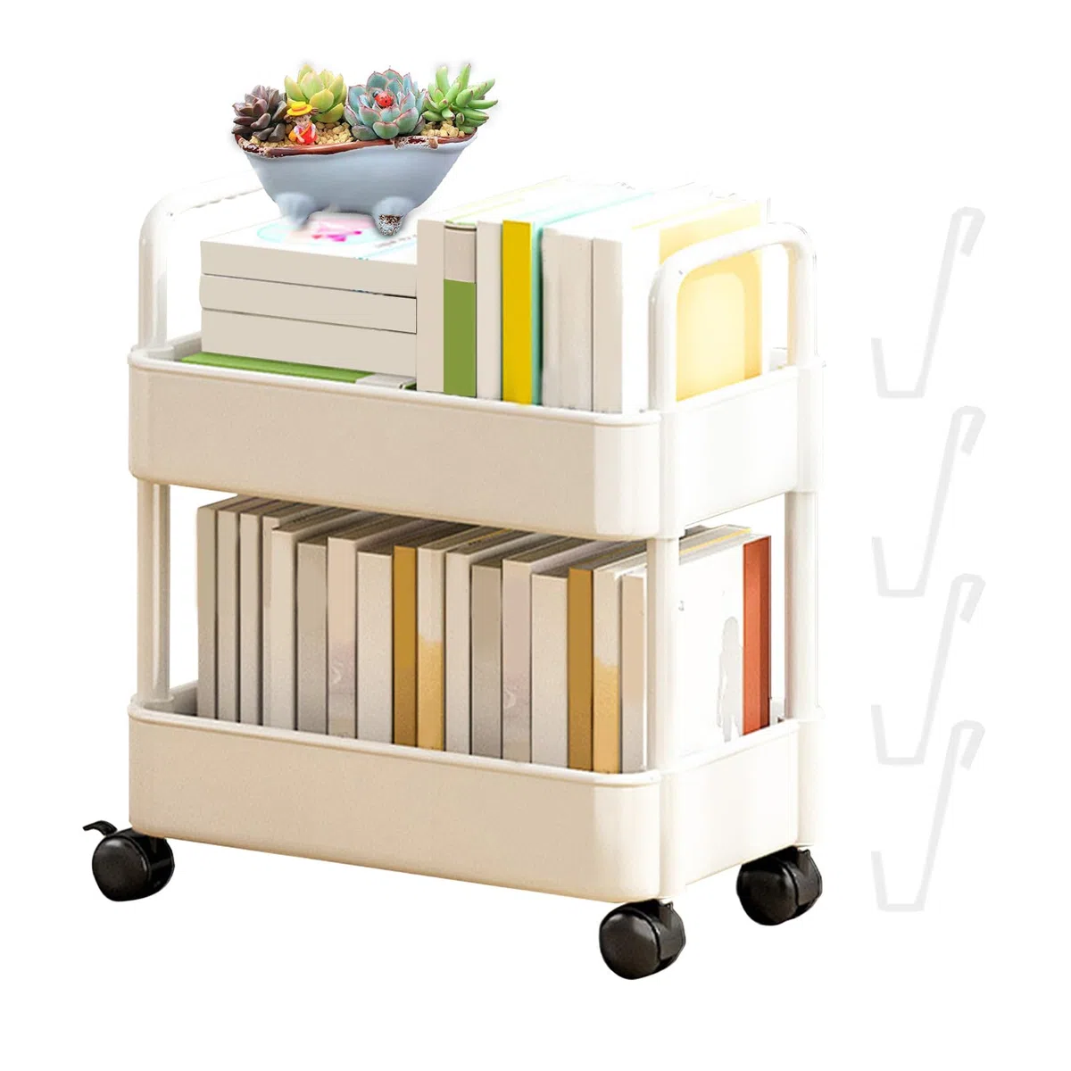 Carrito de estantería móvil - Estantería móvil con Ruedas | Estantería Multifuncional de Almacenamiento móvil para Dormitorio, Sala de e, hogar, Escuela