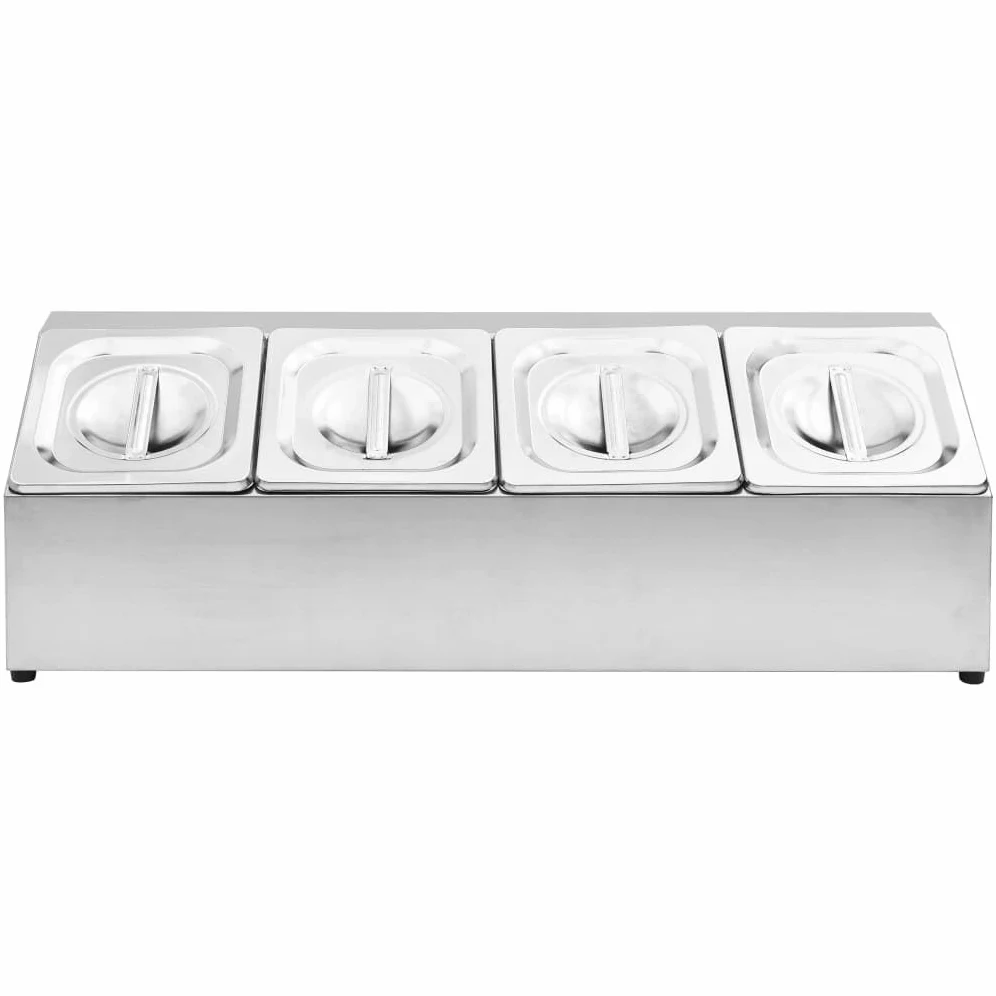 Gastronorm - Contenedor con 4 sartenes GN 1/6 de acero inoxidable