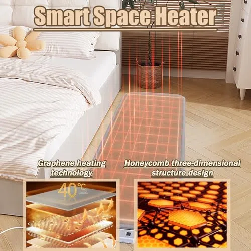 Alfombra grande de grafeno con calefacción eléctrica, control de temperatura, marroquí, para sala de estar, dormitorio, cocina, oficina, calor de bajo consumo