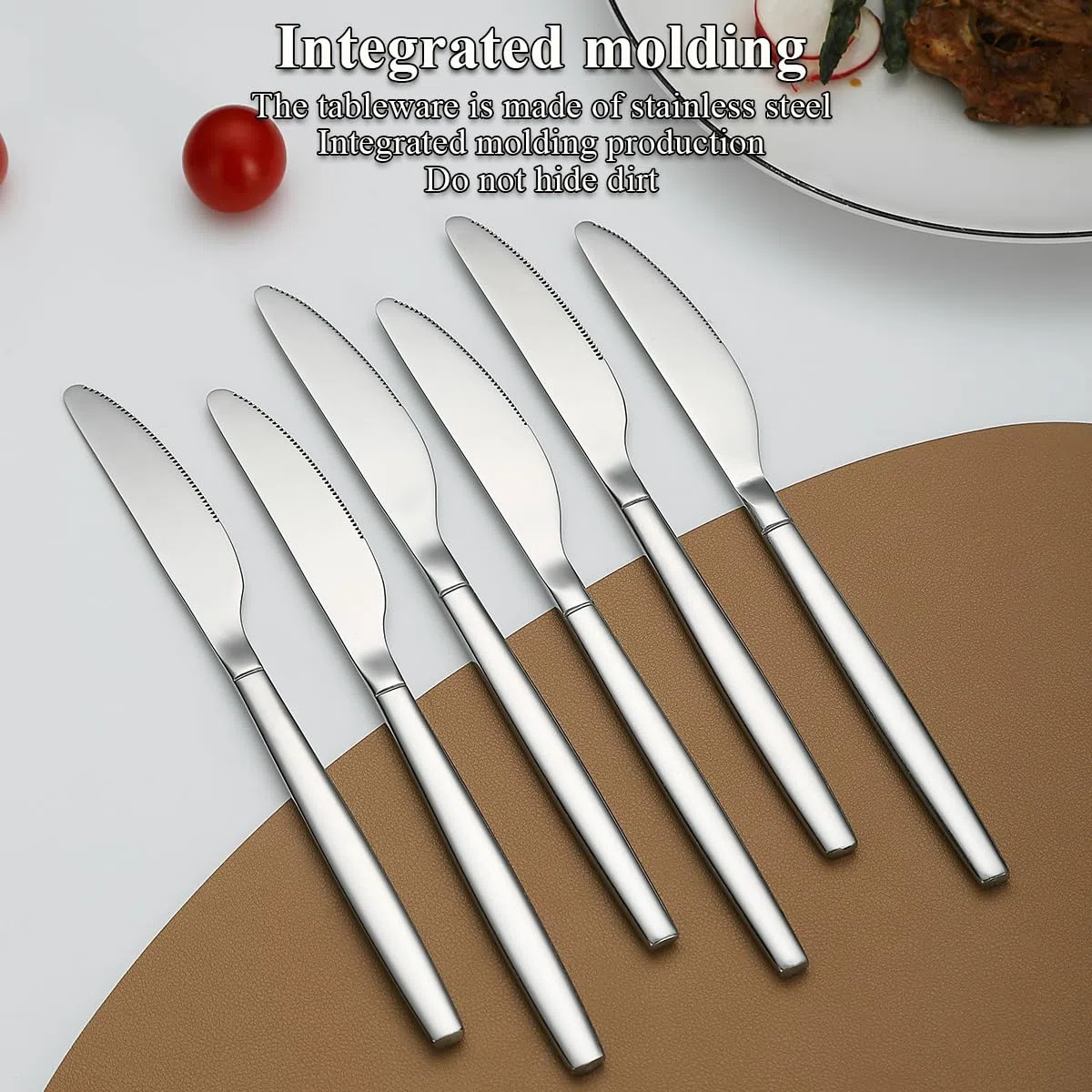 Berglander cuchillos de mesa de 12 piezas, cuchillo de cena moderno de acero inoxidable, cuchillo de mantequilla, ideal para el hogar, restaurante, boda, lavavajillas seguro