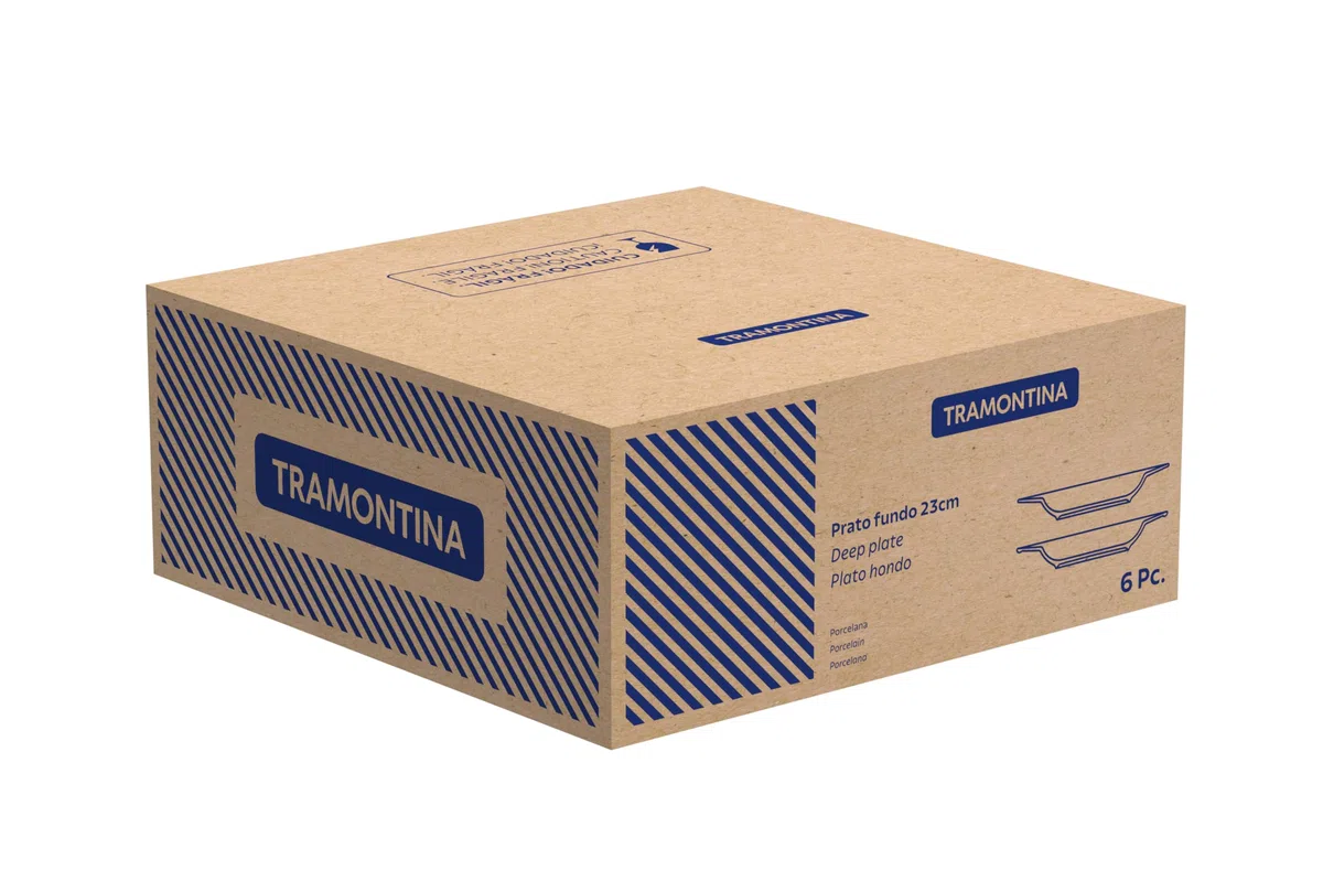 Tramontina Juego de Platos Hondo de Porcelana Blanca Ingrid 23 cm 6 piezas