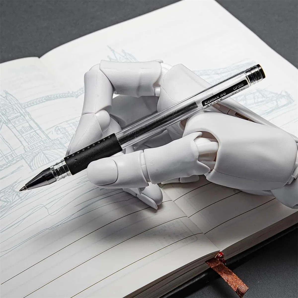Zeetan Modelo Flexible De La Mano Derecha 1:1, Figuras De Mano del Maniquí De Artistas Móviles De Las Articulaciones para Mostrar Bocetos Y Pintar,Gris
