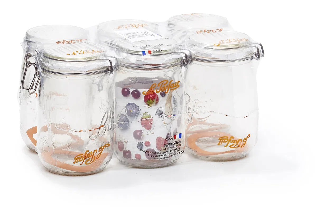 Le Parfait 3219002 Tarro hermeticos, 1 l, transparente, pack de 6
