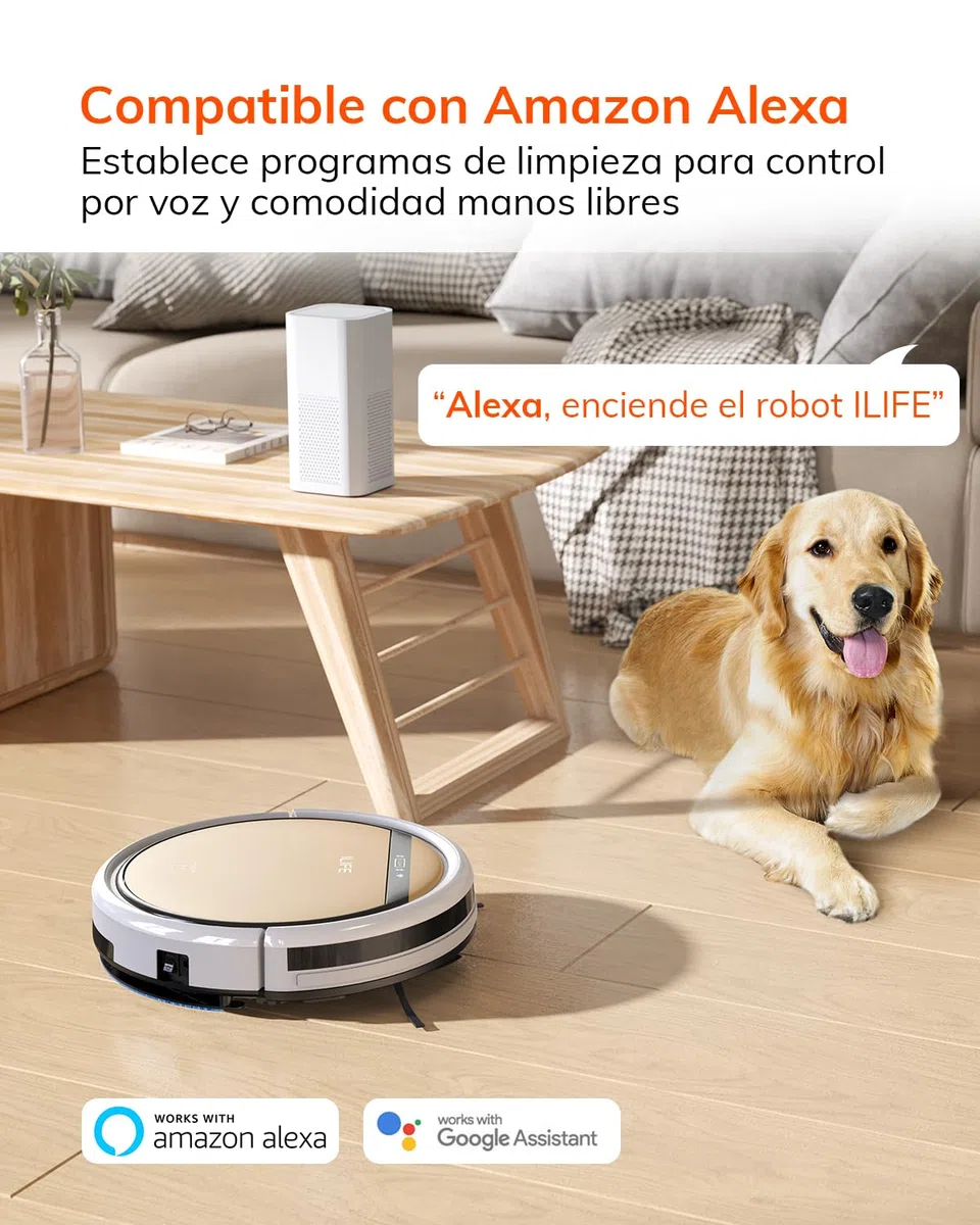 ILIFE V5s Plus Robot Aspirador y Mopa Combo, Funciona con 2.4G Wi-Fi/App/Alexa, Robot Aspirador Automático Autocargable, Delgado y Silencioso (V5s Pro Upgrade)