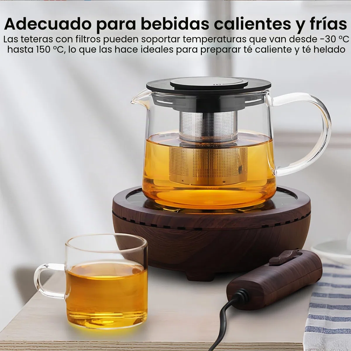 Tetera De Cristal Con Filtro 1500 ML, Tetera De Vidrio, tetera Cristal, Etera De Vidrio Con Filtro, Teteras De cristal De Borosilicato Para Estufa de vitrocerámica (21 X 15 X 13 cm)