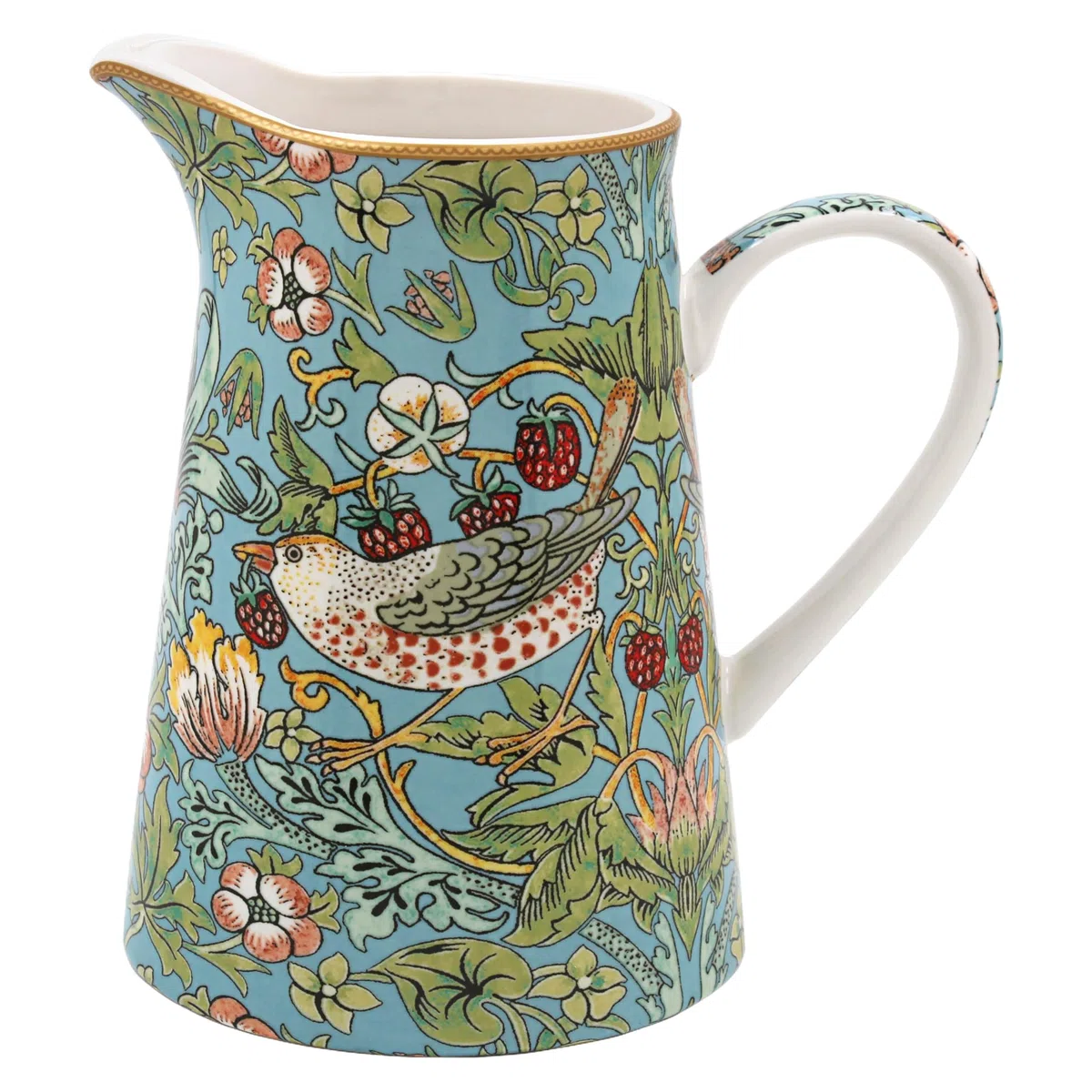 The Leonardo Collection William Morris - Jarra de ladrón de fresas de 500 ml para cocina y hogar, hermosa vajilla de porcelana fina para decoración, duradera y práctica, jarra de crema, leche o agua