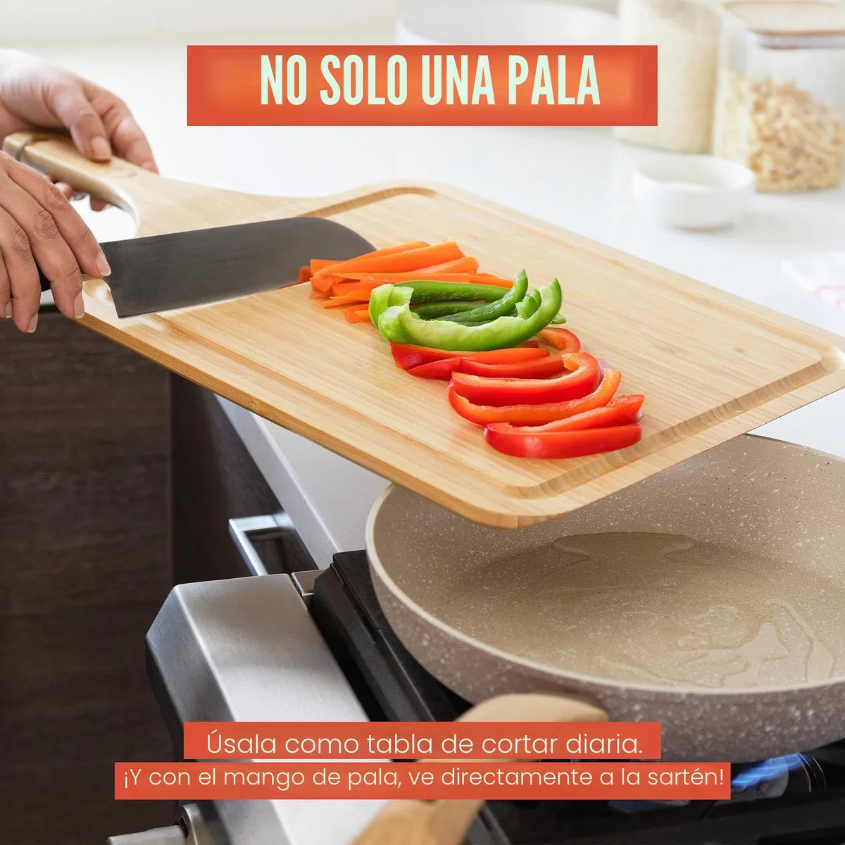 Chef Pomodoro Pala Pizza Bambú 2 en 1 - Tabla para Cortar y Servir | Pala para Pizza Fácil de Usar y Con un Diseño que No Ocupa Espacio 30,5 cm | Se Encaja con las Cajas para Masa