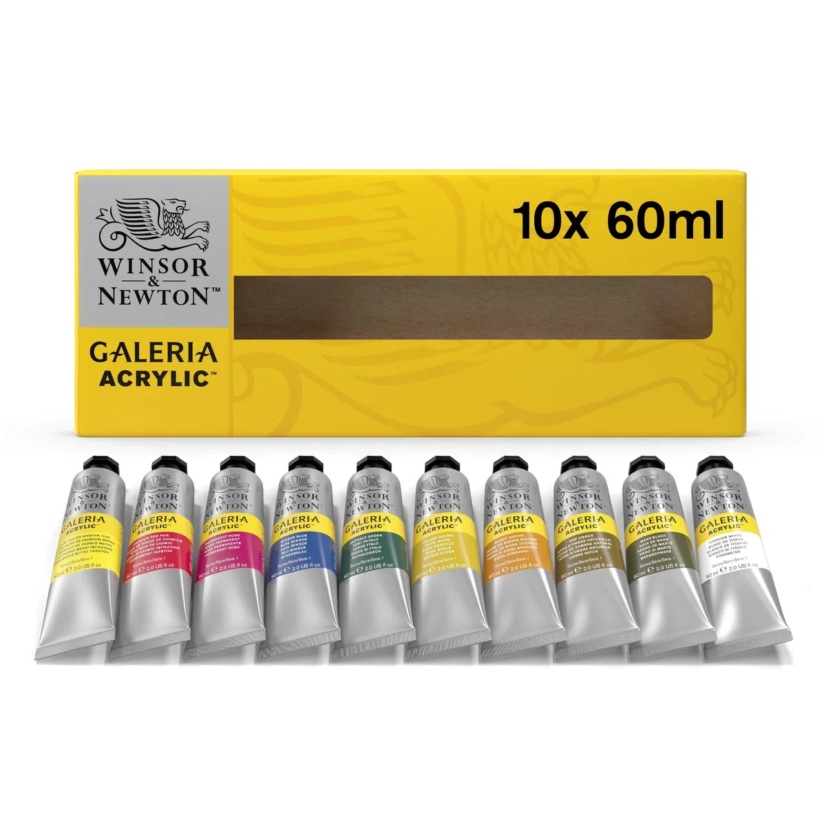 Winsor & Newton Galeria Pintura Acrílica, Multicolor, Set De 10 Tubos De 60 Ml, 600