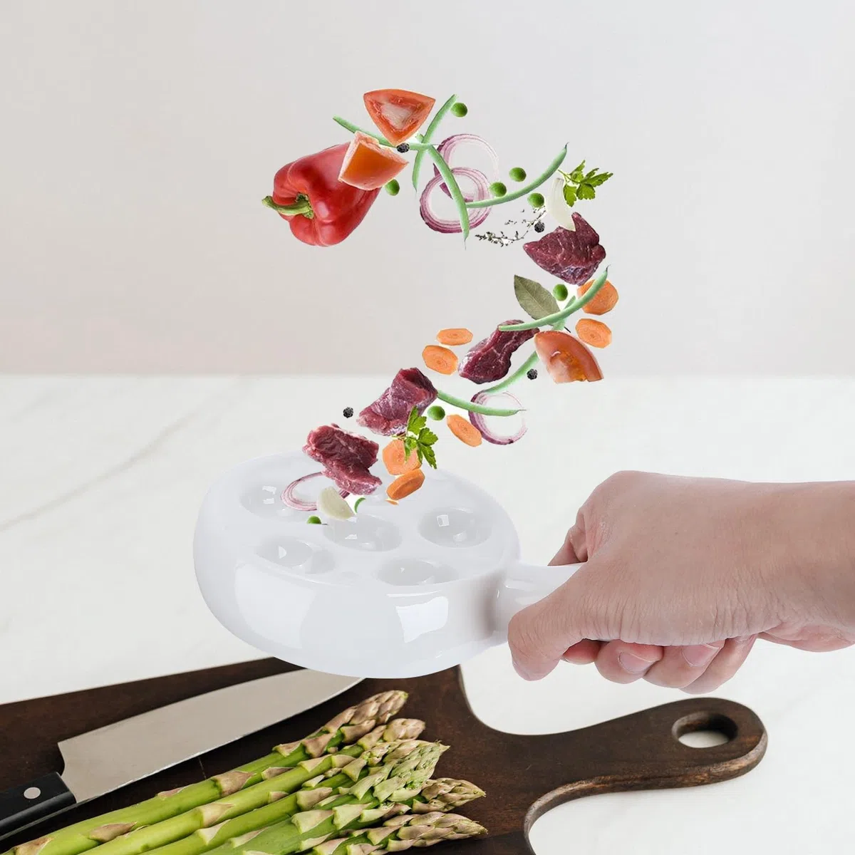 Alipis Plato De Cerámica Para Caracoles Con 6 Orificios Platos Para Caracoles Plato Para Hornear Con Mango Fácil De Sostener Para Restaurante De Cocina Casera