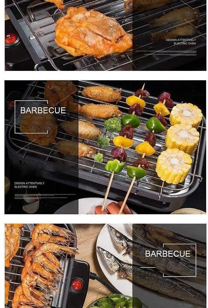 Parrilla de Asar Grill de Asar Plancha de Asar Barbacoa Interior Parrilla eléctrica portátil Hot Dog Equipo de Motor de Barbacoa giratoria 1029