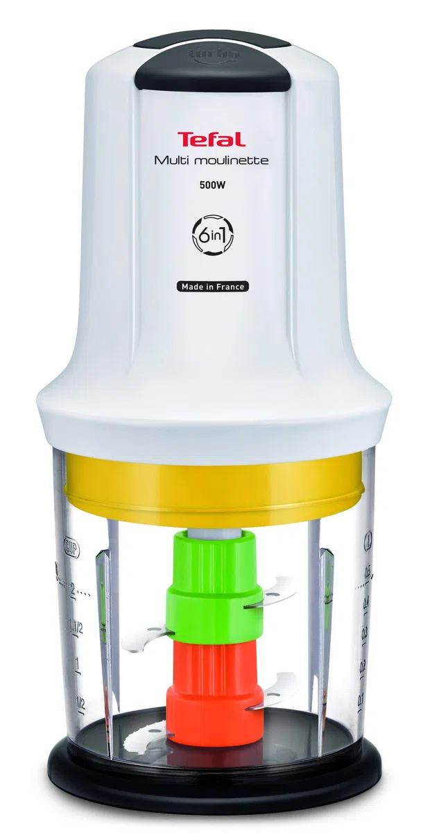 Tefal MQ7231 picadora eléctrica de alimentos 0,5 L Negro, Transparente, Blanco 500 W - Picadoras eléctricas de alimentos (0,5 L, 0,3 kg, Francia, Negro, Transparente, Blanco, De plástico, Botones)