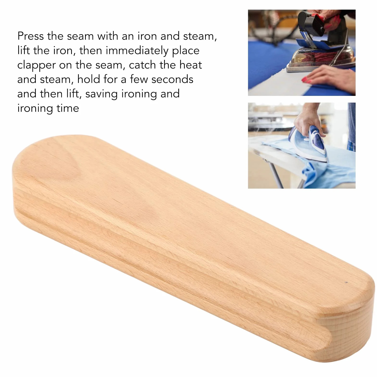 Omabeta Sastre Clapper, Quilters Clapper Finamente Pulido Extremos Redondeados Brillantes Operación Simple para Arrugas de Ropa para Sastres para Bordado