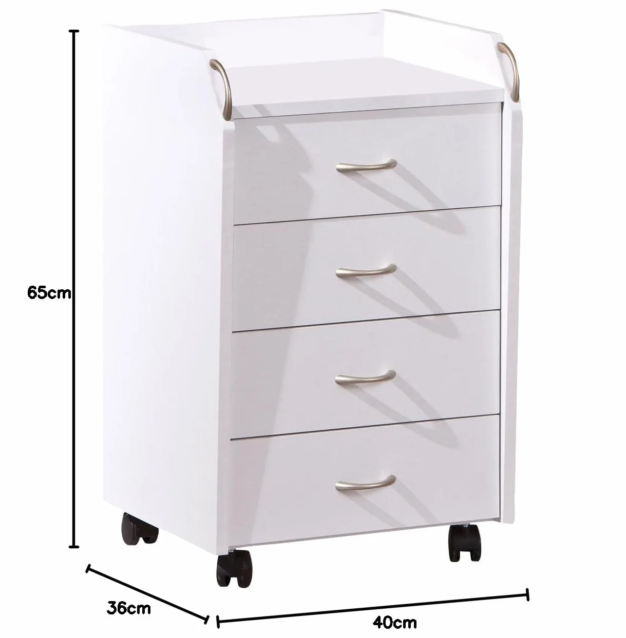 Inter Link - Cajonera con ruedas y cajones, fija - Cajonera 4 Blanco - Pronti
