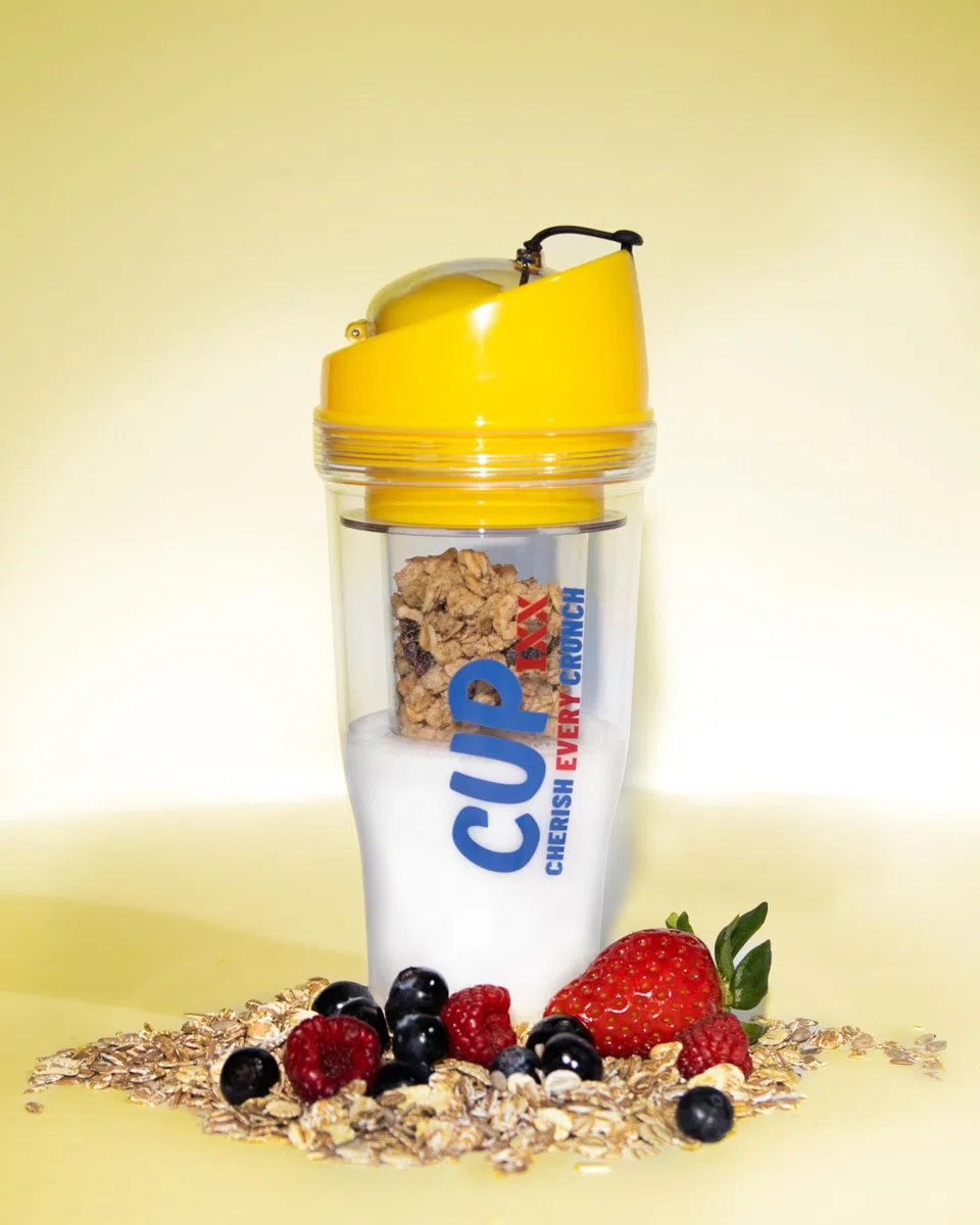 Generisch Cupixx - Vaso de cereales para llevar sin cuchara, color amarillo