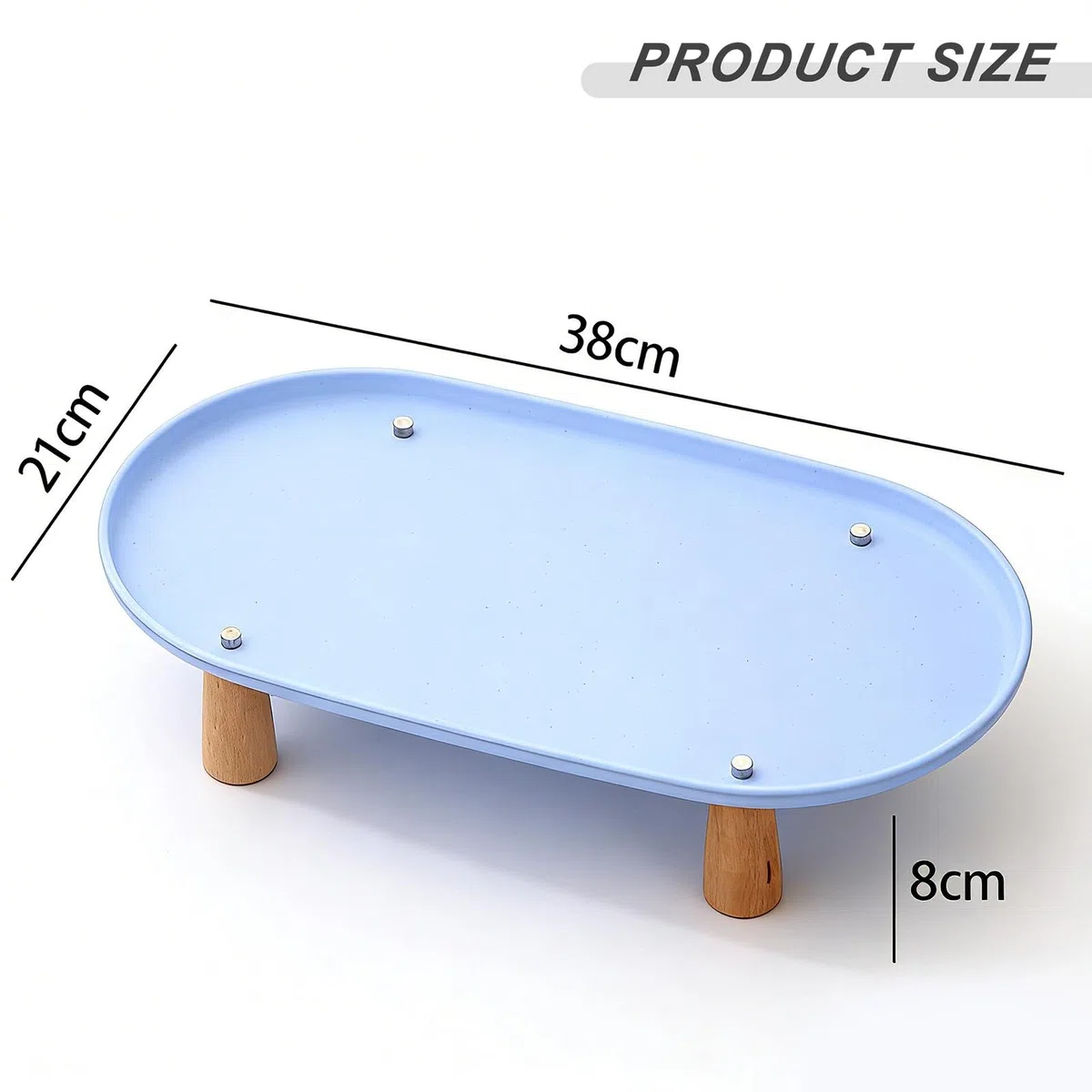 Soporte Elevado para Gatos Comedero Recipiente de Comida Y Agua Soporte Antideslizante Fabricado en Madera Y PP para Alimentación Saludable Adecuado P, Azul 38cmx21cm, Individual