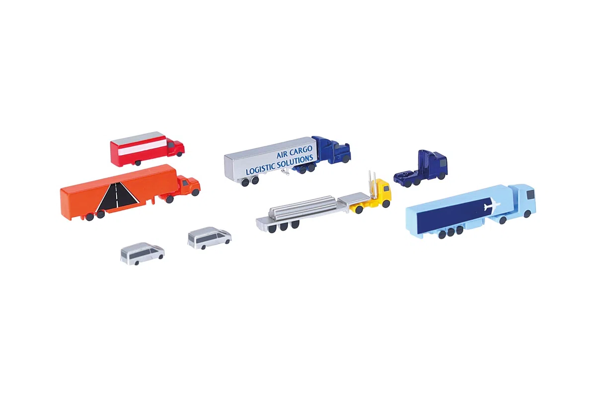 herpa Accesorio para Camiones y Furgonetas, Set de Accesorios de Aeropuerto a Escala 1:500, Camiones y Coches en Miniatura, Accesorio para Trenes, Modelo en Miniatura, plástico.