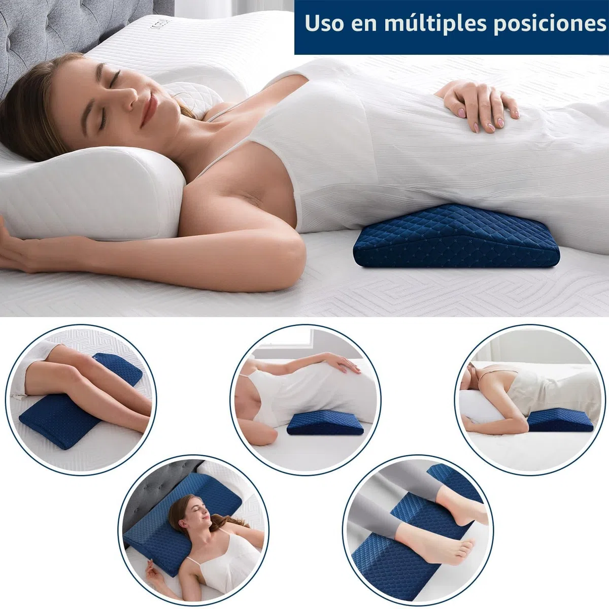Almohada Lumbar Dormir, Cojín Lumbar Cama de Espuma Viscoelástica, Apoyo Ortopédico para la Cintura, la Espalda, Dureza y Altura Ajustables
