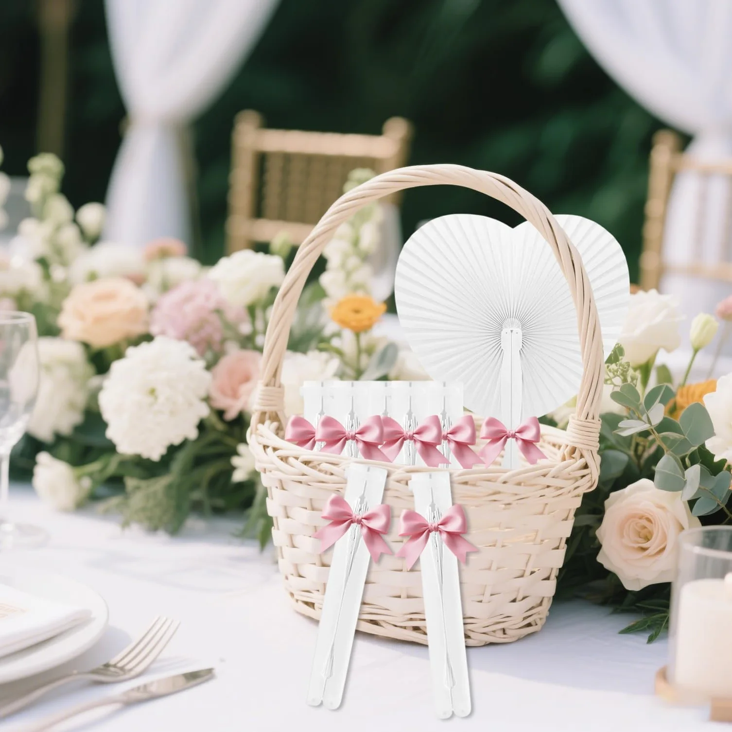 60 Abanicos Personalizados Blanco Boda Invitados Mano Regalos Decoración Fiestas Papel