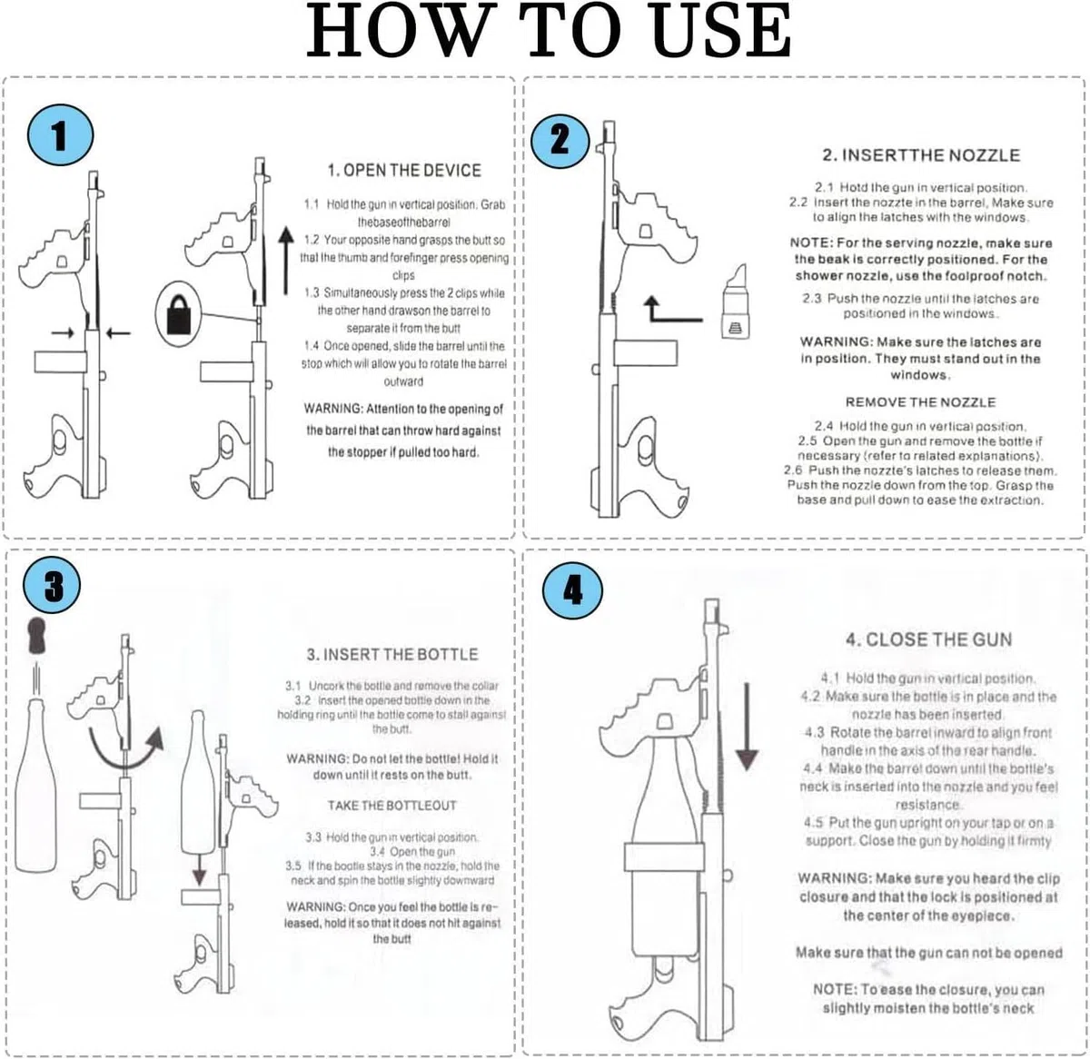 Pistola pulverizadora de champán, eyector de Botellas de champán de 750 ml a 1,5 l, tapón de Vino, Pistola para Cerveza y Bebidas, para Bodas y Fiestas nocturnas.