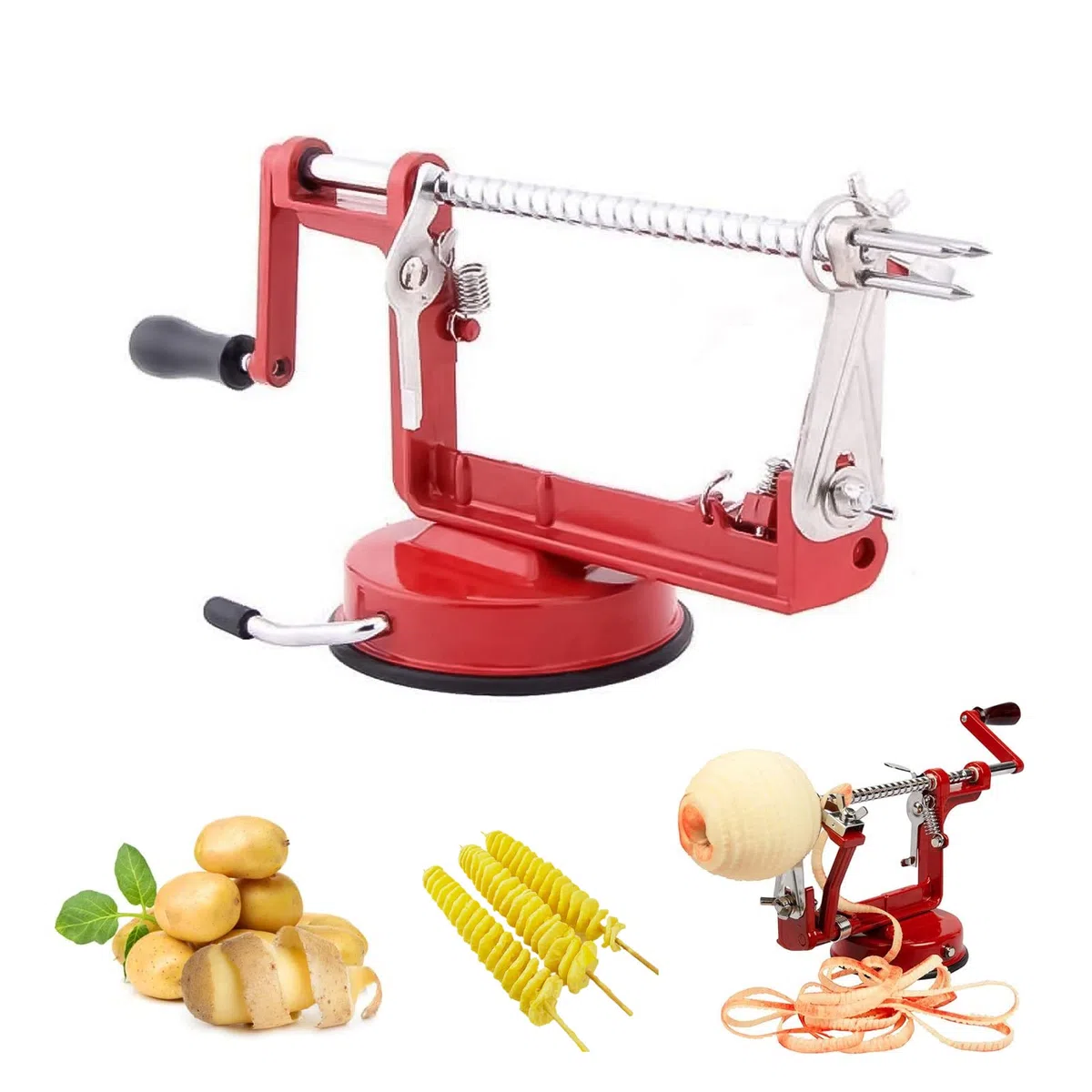 Kyaoayo - Pelador de manzana, pelador manual multifunción de acero inoxidable, peladores de frutas y verduras de 3 en 1, apto para cocinas de manzana, patata, verduras y frutas. osj0019300