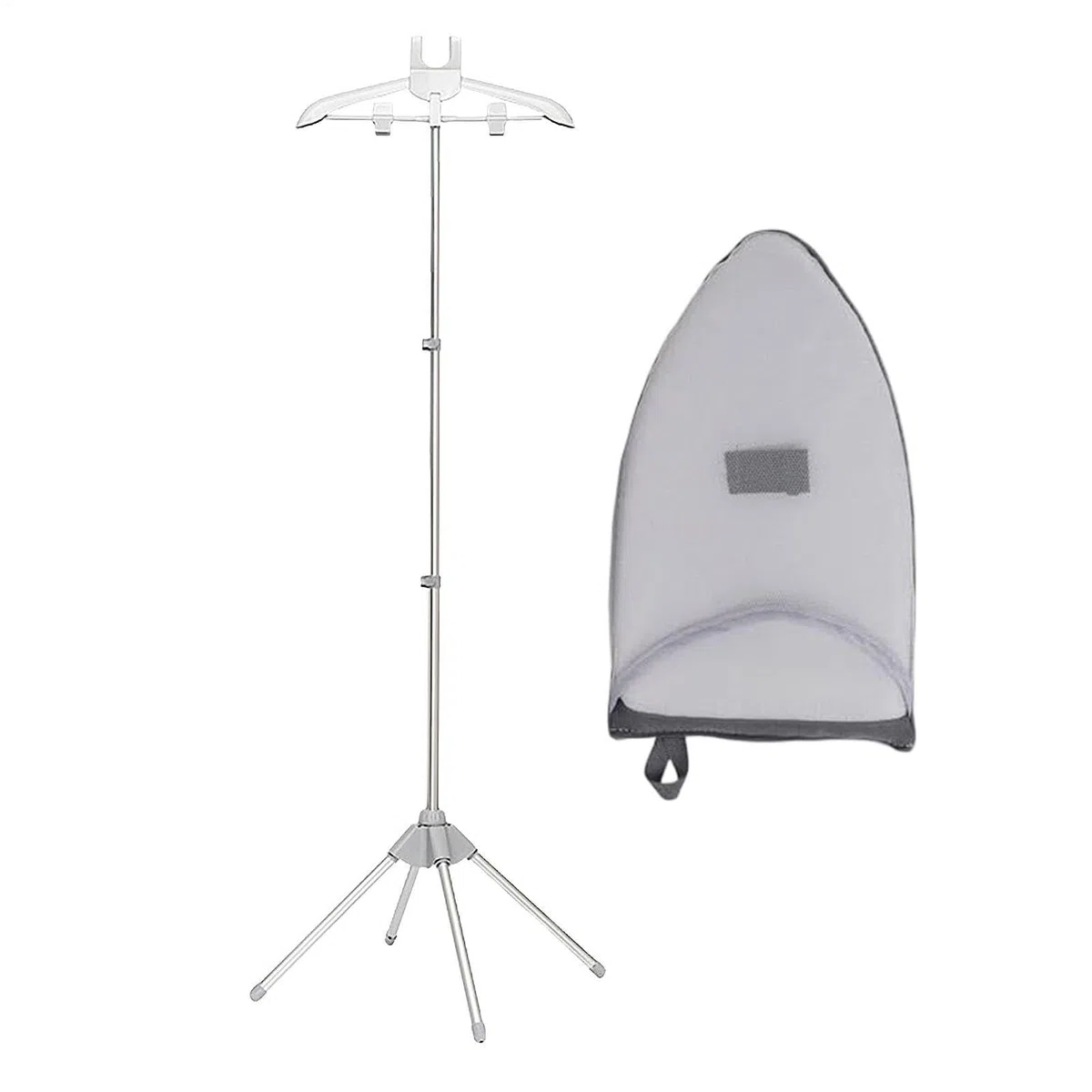 Soporte para plancha de vapor, colgador de pie para plancha de vapor con soporte, estructura de aleación de aluminio con ajuste de rotación y altura para planchar, secado en el hogar, hotel