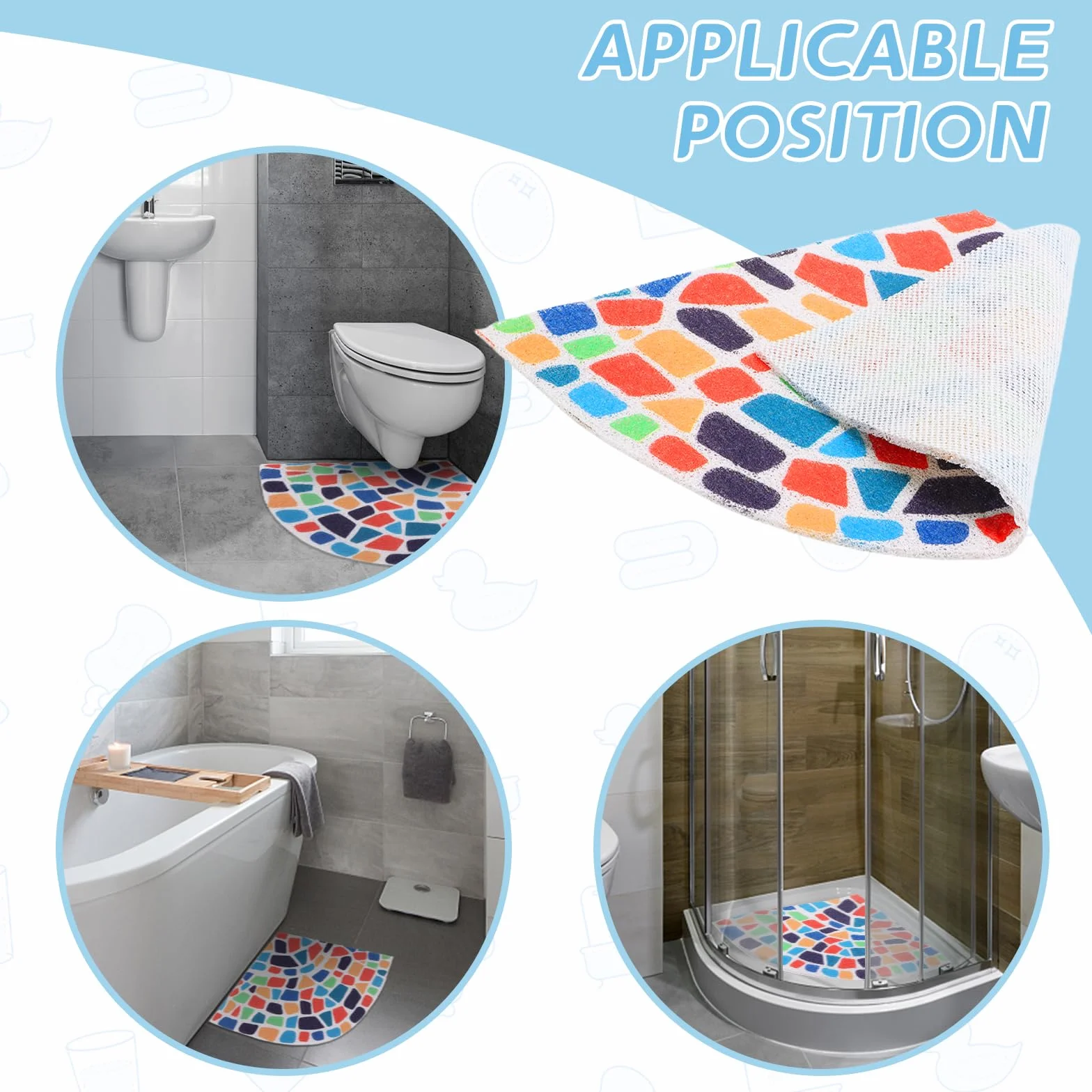 BWBIKE Alfombrilla de Ducha Esquinera de Lufa, Alfombrilla de Baño Antideslizante Antimoho 60 x 60 cm, Alfombrillas de Ducha para Ducha Interior Exterior, Alfombrilla de Baño Sectorial Lavable