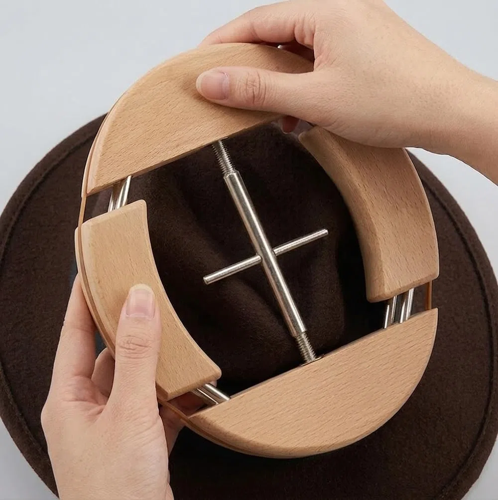 Extensor de Sombrero de Madera de 4 Vías para 54 a 66 cm, Ensanchador de Sombreros, Tensores de Sombreros, Sombrero de Paja, Sombrer0 de Vaquero y Gorras de Béisbol,Evita Deformación Oval