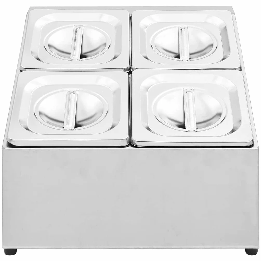 Gastronorm - Contenedor con 4 sartenes GN 1/6 de acero inoxidable