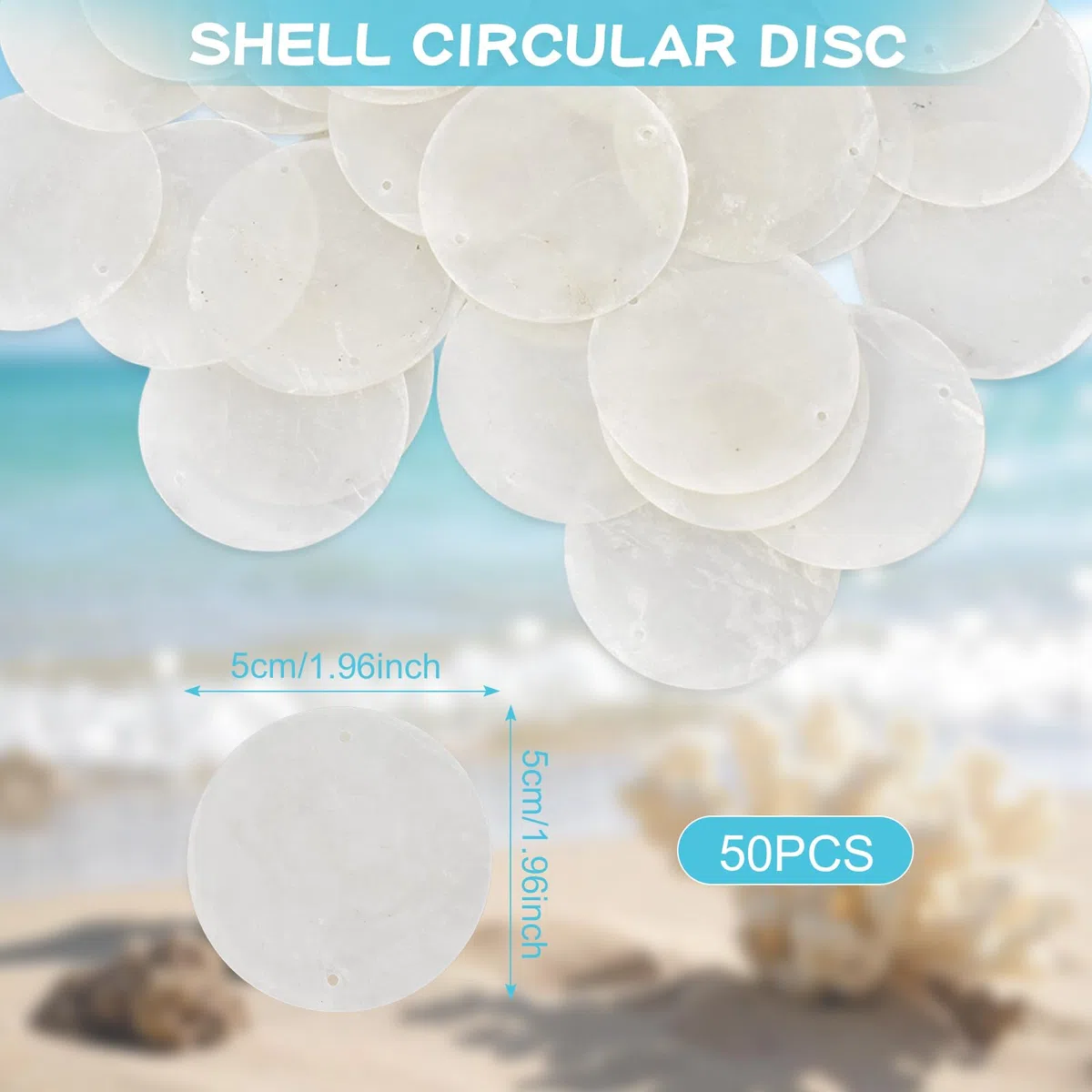 50 Discos De Nácar, 5 cm Conchas Redondas Con 2 Agujero, Mini Disco Redondo Moneda Conchas Colgantes Para DIY Collares Joyería Fabricación Accesorios, Decoración Del Hogar