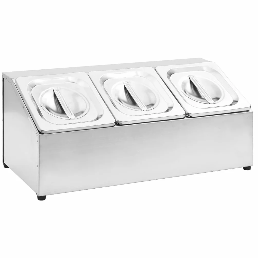 Home & Garden-Gastronorm - Contenedor con 3 sartenes GN 1/6 de acero inoxidable para muebles