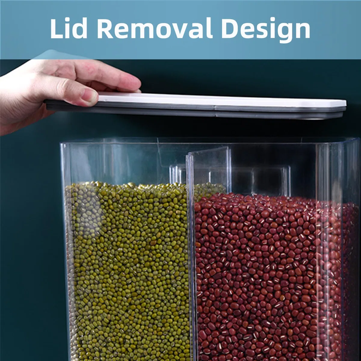 Tefola Contenedor de almacenamiento de 3 litros dispensador de detergente con tapa, sellado en la pared, recipiente para cereales, dispensador de perlas perfumadas para arroz, perlas de lavandería