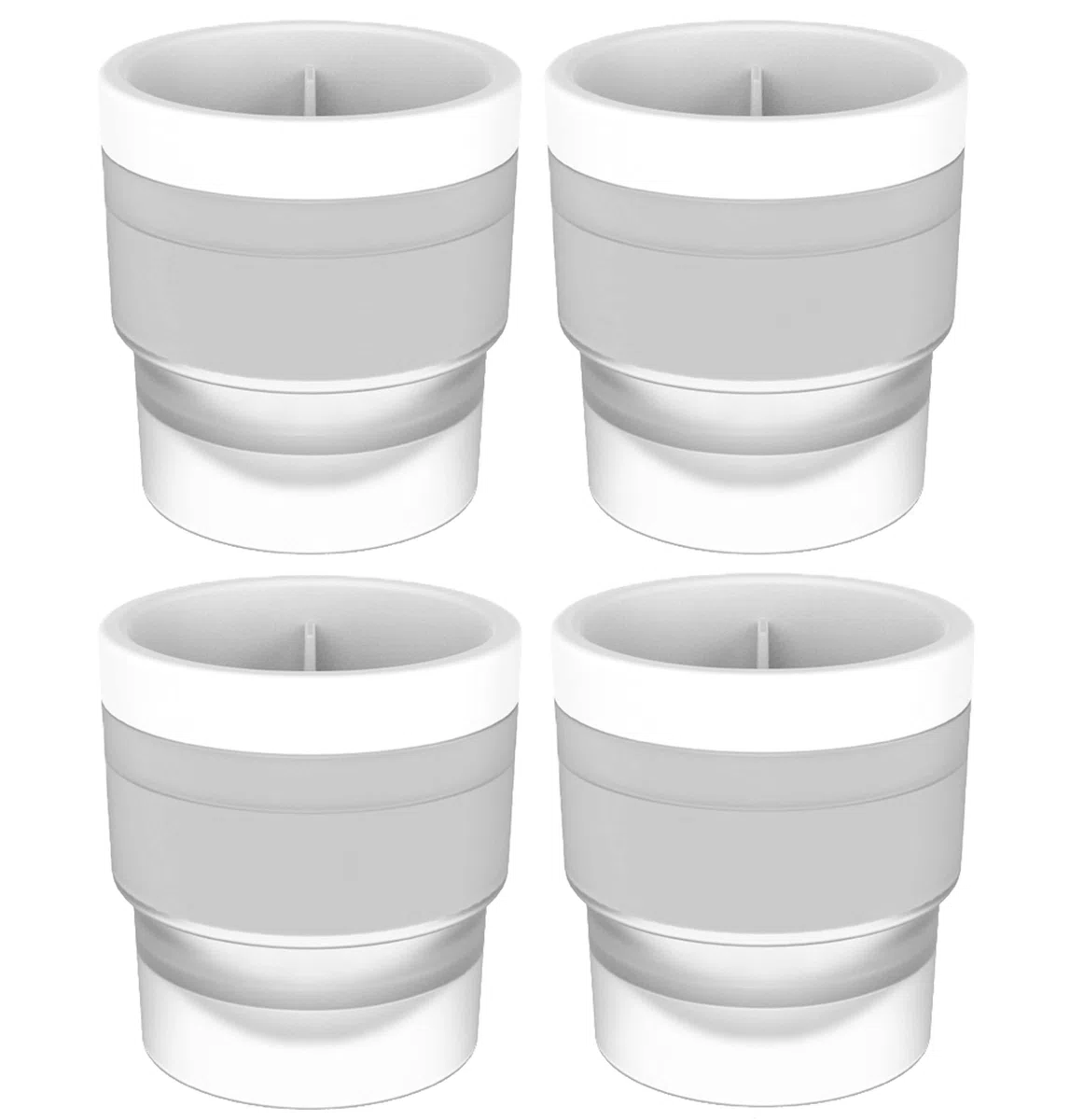 PIPITA 4 moldes para Hacer Bolas de Hielo,7cm Bandeja de Hielo en forma Redonda Grande, Diseño Doble a Prueba de Fugas con Anillo de Presión, Ideal para Whisky o Cualquier otra Bebida