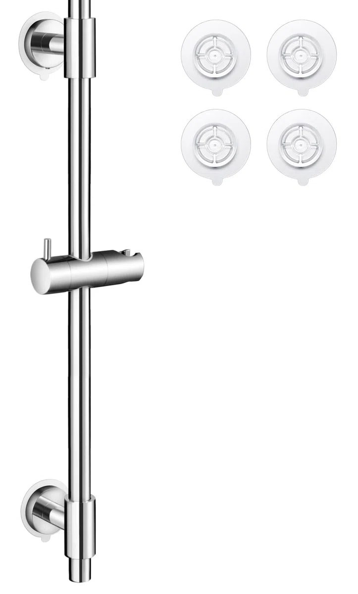 KES Barra Ducha sin Taladro 78CM Acero Inoxidable SUS304 Barra Ducha Adhesivo Deslizante con Soporte Alcachofa Pulido, F209S78DF-PS