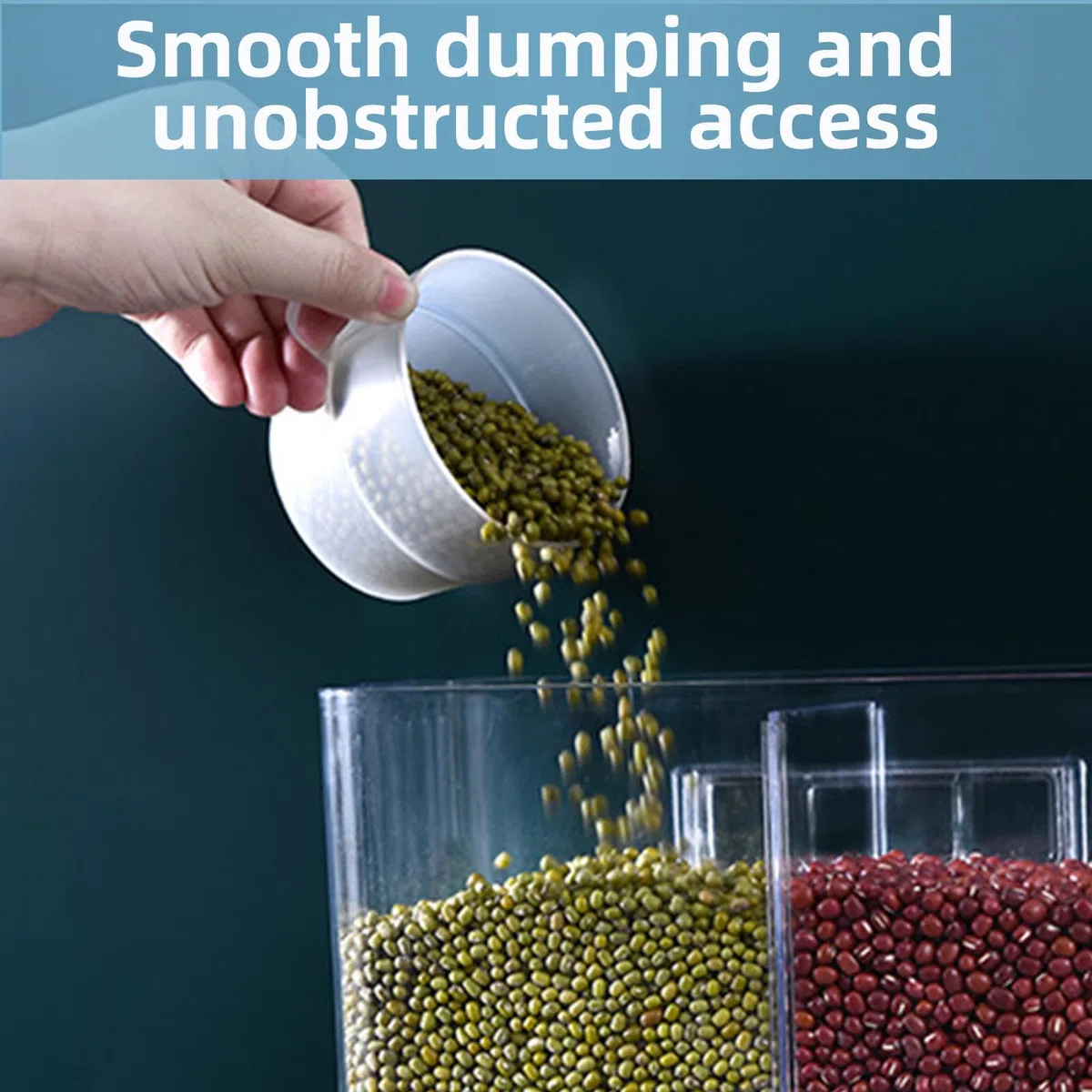 Tefola Contenedor de almacenamiento de 3 litros dispensador de detergente con tapa, sellado en la pared, recipiente para cereales, dispensador de perlas perfumadas para arroz, perlas de lavandería