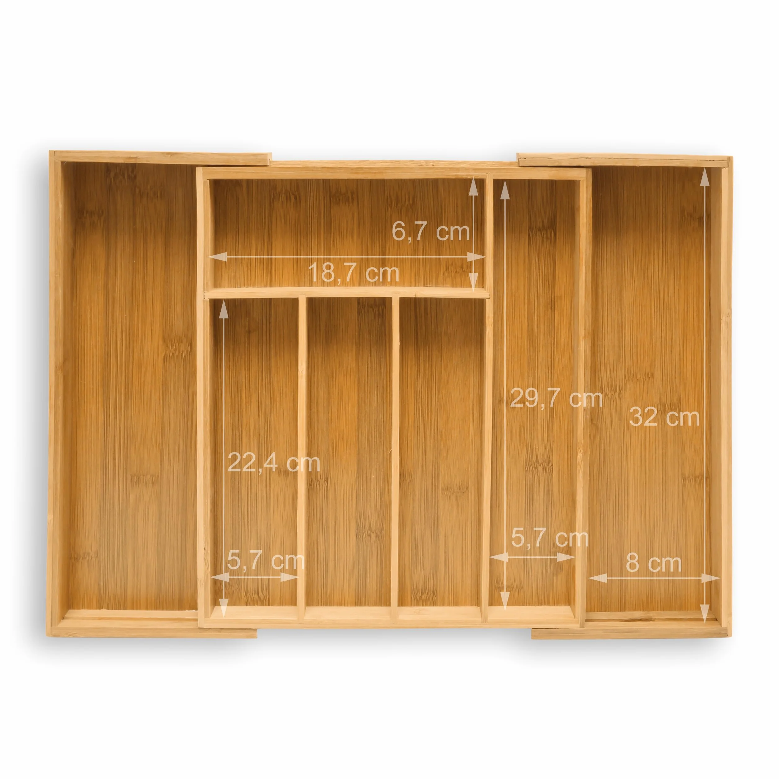 Relaxdays Cubertero Cajón Bambú, Bandeja Cubiertos Extensible, Organizador Cajones Cocina, 5x29-48x34 cm, Marrón Natural