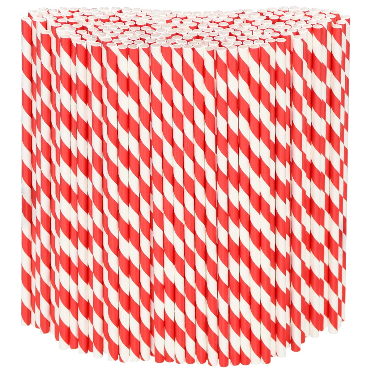 Pajitas de Papel Desechables Granel 1000 Piezas, Rayas Rojas/Blancas, 19,7x0,6cm - Pajitas Ecológicas