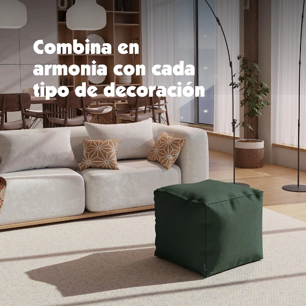 Avalon - Puff Salon Modelo Cubo Jive en Tela Técnica Reforzada, Puffs Reposapies Salon con Relleno Incluido, Puf Cuadrado Muy Cómodo, Anti-desgarros e Impermeable, Made in Italy(45cm-Verde Oscuro)