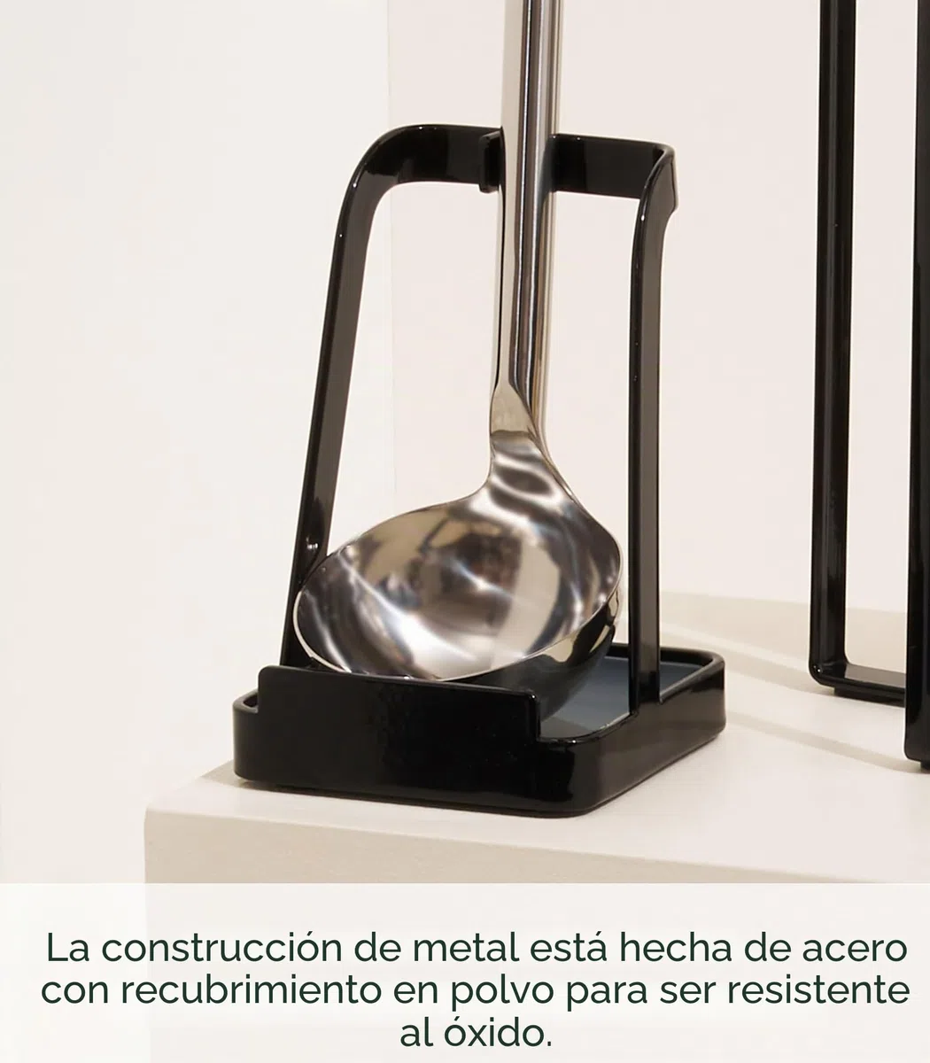 YAMAZAKI 2249 TOWER Soporte para tapa de cazo y olla, negro, acero, diseño minimalista, 10 x 10 x 15 cm (L x An x Al)