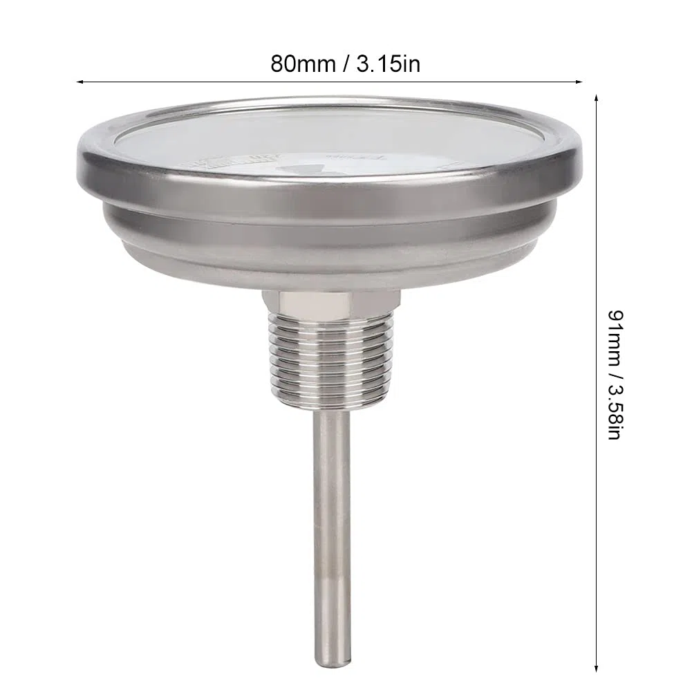 Termómetro de Olla de Acero Inoxidable, Termómetro con Esfera Metálica para Elaborar Cerveza con de Vidrio, Fácil de Instalar