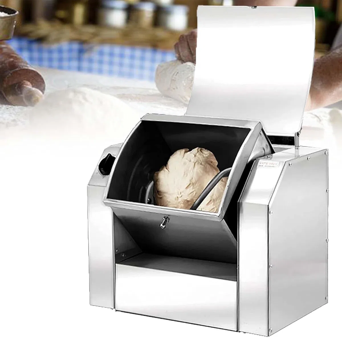 Amasadora comercial automática de harina con temporizador, batidora eléctrica de alta resistencia para pizza, cubeta de acero inoxidable 304, equipo de cocina profesional, 3 kg