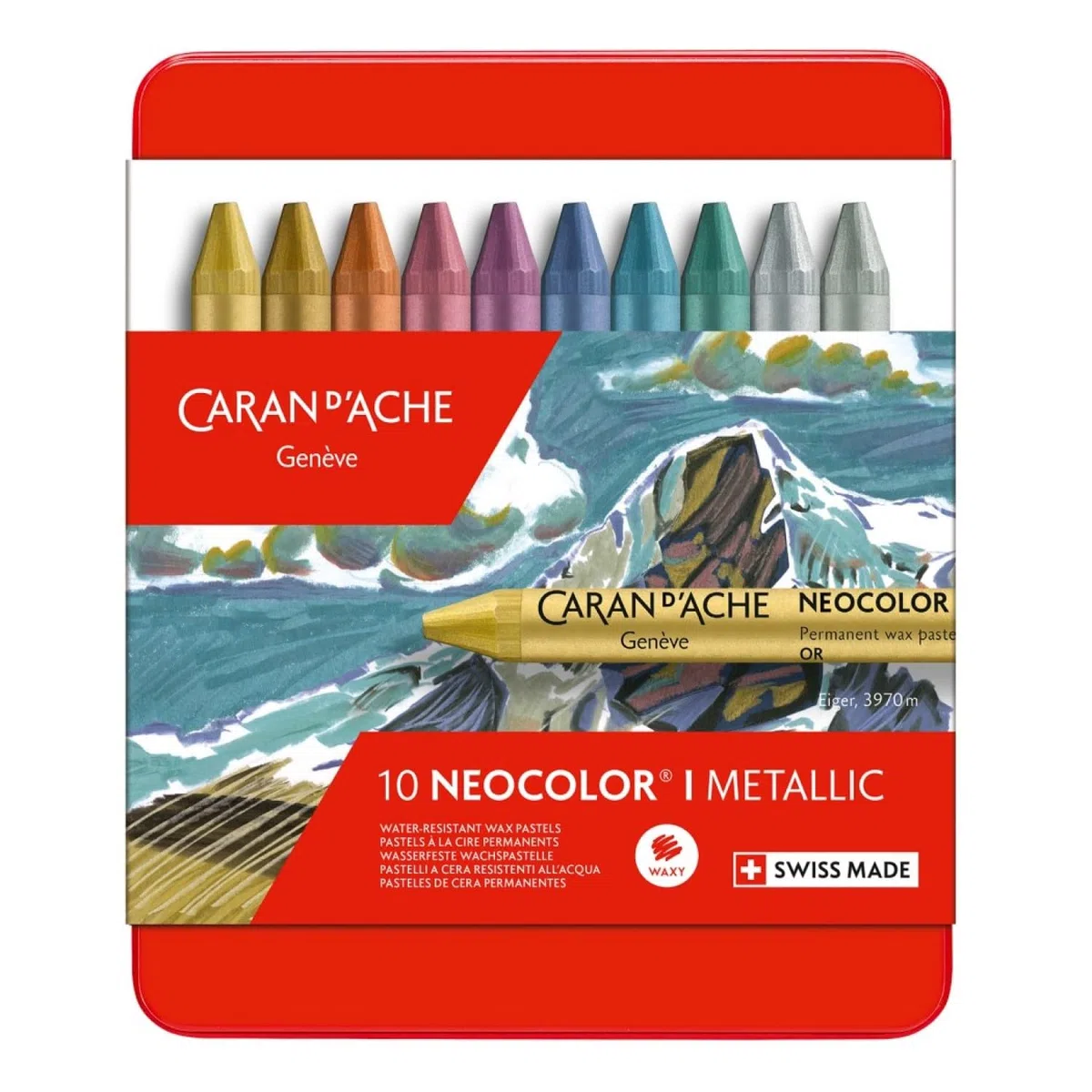 Caran D'Ache Neocolor I Crayon - Variado/Metallic Colores (Pack de 10)