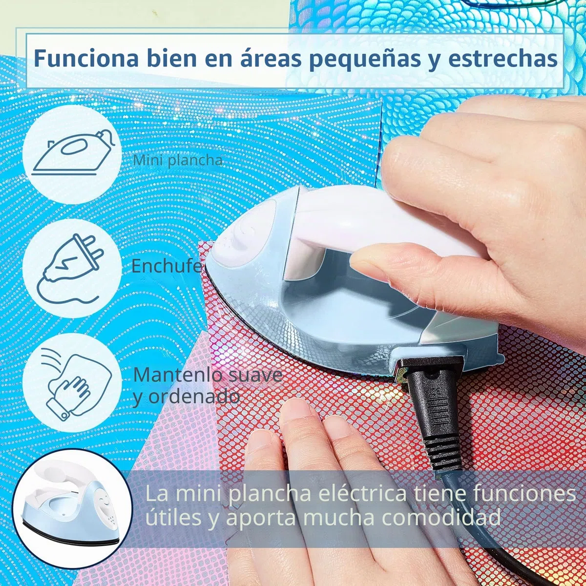 Honoson Mini plancha para manualidades, mini prensa de calor, plancha pequeña de 3.94 x 2.36 x 2.75 pulgadas, portátil, práctica y pequeña, con accesorio de base de carga, para parches de cuentas de