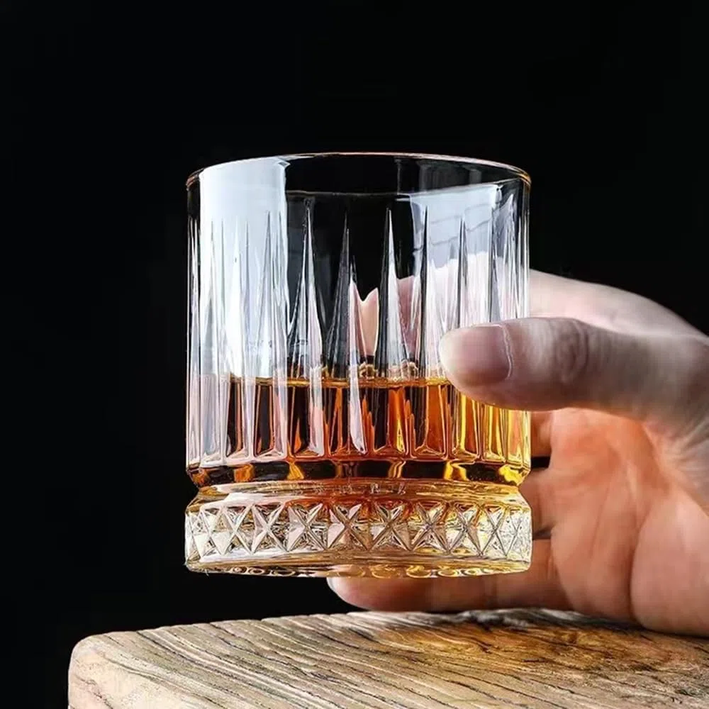 Vasos de whisky de cristal, juego de 4 de 350 ml de cristal soplado a mano sin plomo, perfectos para whisky escocés, bourbon, manhattans, old fashioned's, cóctel (actualizado)