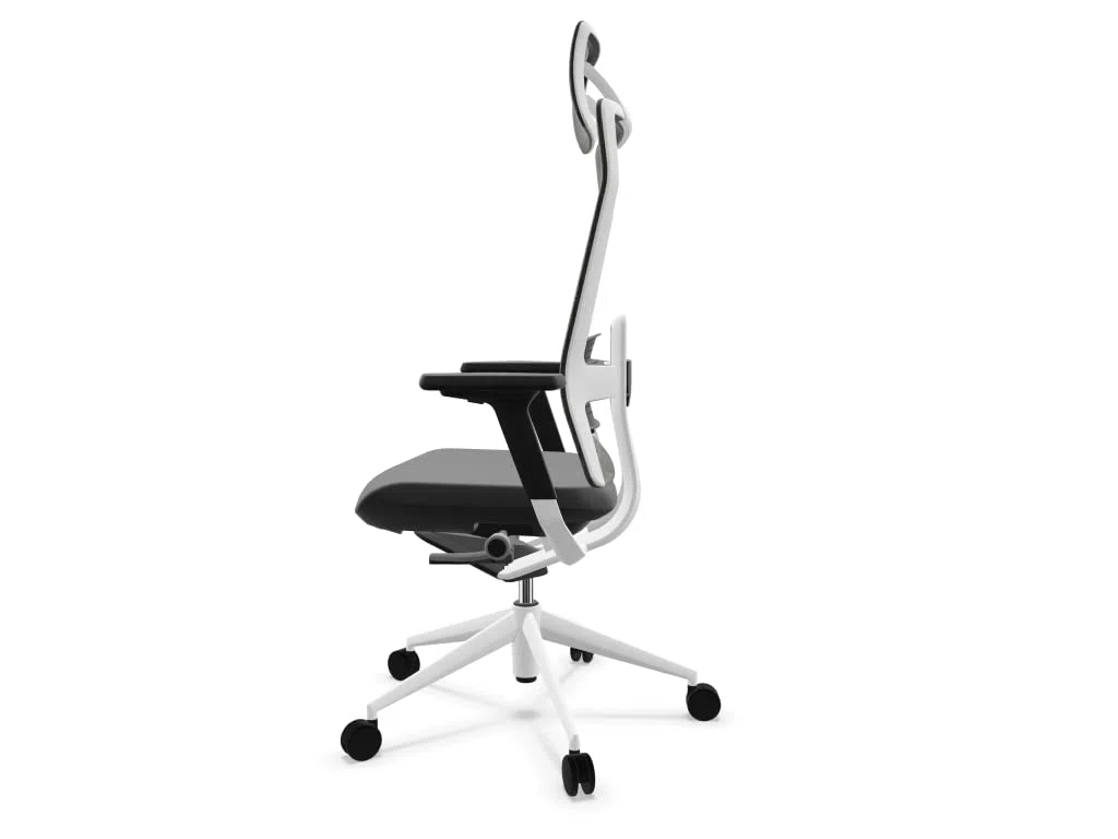 Silla de Oficina o Escritorio Profesional Top Actiu TNK Flex White and Black Respaldo Malla Ergonómica, Brazos Regulables 3D con certificación 24h hasta 150kg