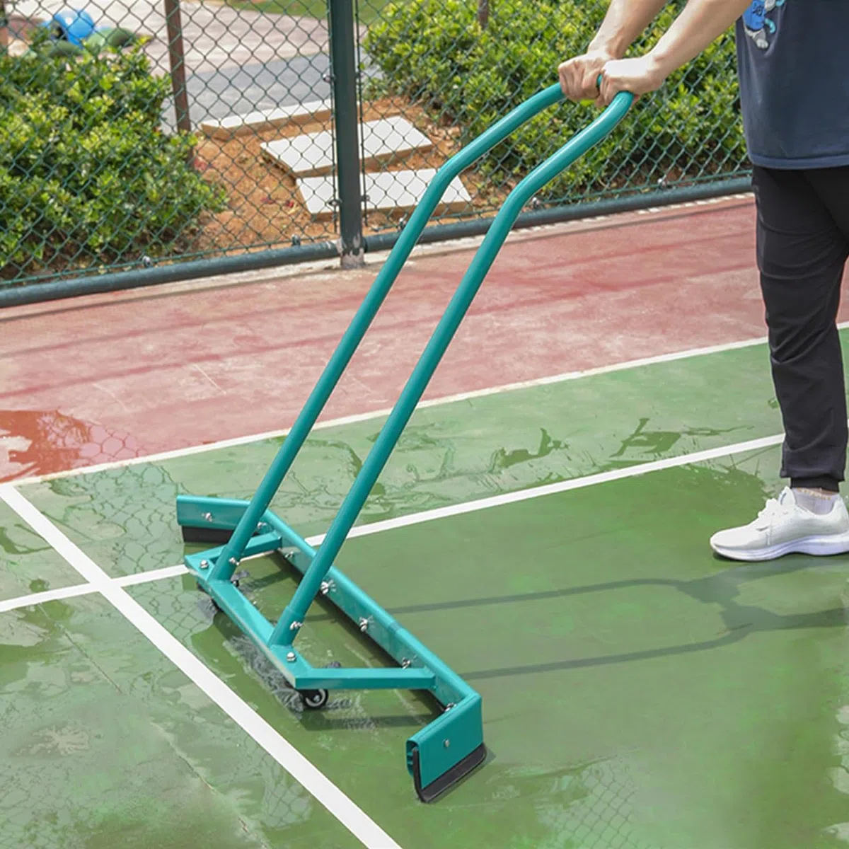 Escobilla de Goma Ligera de Aluminio para Pistas de Tenis, Escoba de Goma Resistente para Eliminar el Agua de Lluvia, Hoja de Espuma EVA de 150 cm, Color Naranja. (Green)